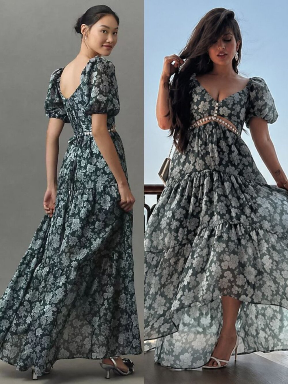 V. Chapman The Emma Dress Emerald Peony Print Floral High Low Cut Out NWT Size 0 - Picture 12 of 12
